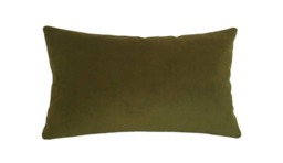 Deep Wasabi Green Velvet Suede Decorative Throw Pillow Cover/Case Cushion 12x20 - thumbnail 1