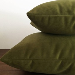 Deep Wasabi Green Velvet Suede Decorative Throw Pillow Cover/Case Cushion 12x20 - thumbnail 2