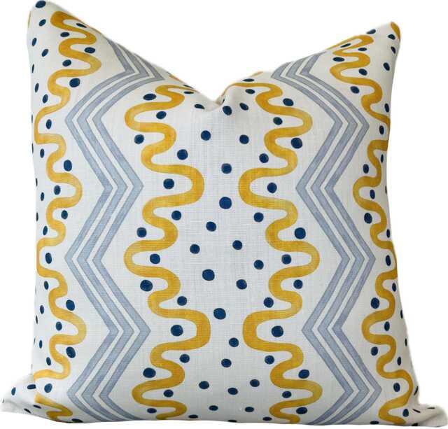 Ottoline Madame Ziggle Blue & Yellow Cushion Cover Pillow Double Sided - image 1