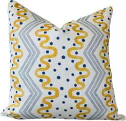 Ottoline Madame Ziggle Blue & Yellow Cushion Cover Pillow Double Sided - thumbnail 1