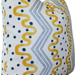 Ottoline Madame Ziggle Blue & Yellow Cushion Cover Pillow Double Sided - thumbnail 2