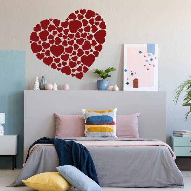 Heart Sticker Art Vinyl Love Decal - Mini Labels Valentine Decals Hearts Wall Large Outdoor Valentines Sets Wedding Red Home Stickers - image 1
