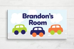 Cars Door Sign, Personalized Print, Boy's Kid's Plaque, Car Theme Nursery, Custom Baby Decor - thumbnail 1