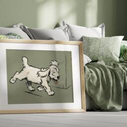 The White Puppy Wall Art, Book Art Print, Minimalist Animal Printable, Neutral Sage Canvas, Cute Poster, Boy Nursery Decor - thumbnail 3