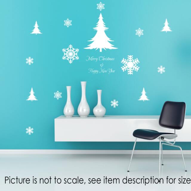 Christmas Tree & Snowflake Wall Decals - New Year Shop Window Decor - image 1
