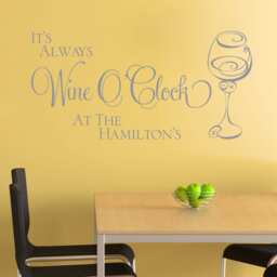 Personalised Kitchen Wall Sticker Wine O'clock Vinyl Decal Transfer Dining Room Pub Bar Surname - thumbnail 3