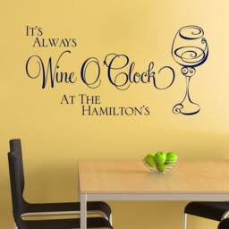 Personalised Kitchen Wall Sticker Wine O'clock Vinyl Decal Transfer Dining Room Pub Bar Surname - thumbnail 2