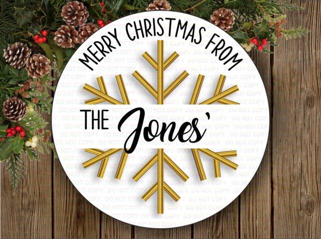 Merry Christmas Wreath Sign, Personalised Xmas Welcome Happy - image 1