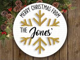 Merry Christmas Wreath Sign, Personalised Xmas Welcome Happy - thumbnail 1