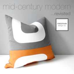 Tuscan Orange & Grey Sunbrella Outdoor Pillow Cover With Mid Century Modern Vibe, Color Block Cushions For Pool & Patio Lounge, Mazizmuse - thumbnail 4