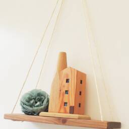 Hanging Swing Shelf Wooden Floating Wall Display - Dark Oak Finish - thumbnail 3