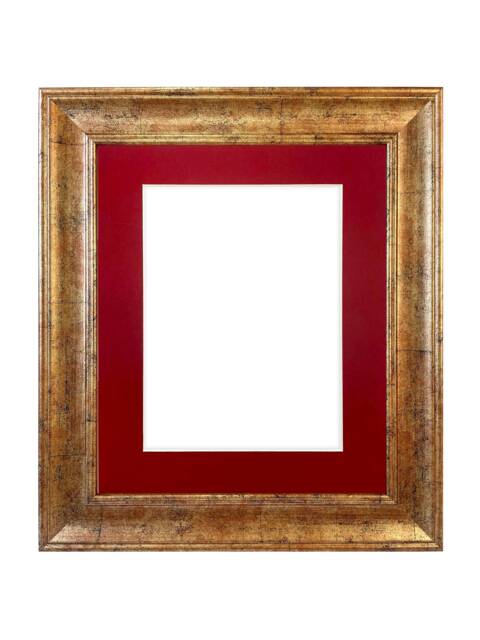 Scandi Antique Gold Photo Frame With Red Mount - image 1