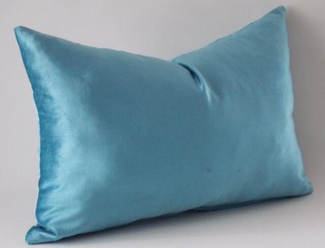 Metallic Blue Velvet Lumbar Pillow Cover Decorative Throw - image 1