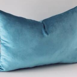 Metallic Blue Velvet Lumbar Pillow Cover Decorative Throw - thumbnail 4