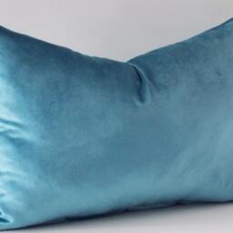 Metallic Blue Velvet Lumbar Pillow Cover Decorative Throw - thumbnail 3