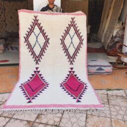Custom Moroccan Beni Ourain Rug Carpet Soft Shag Artistic Oriental Checker Moroccan Colorful - thumbnail 3