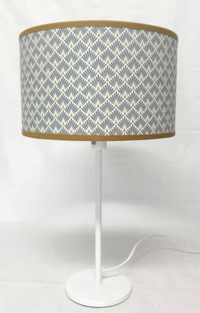 Lampshade Art Deco Pattern Gray & Yellow Palms - image 1