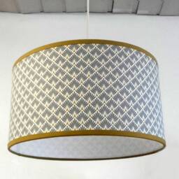 Lampshade Art Deco Pattern Gray & Yellow Palms - thumbnail 4