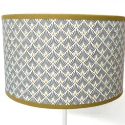 Lampshade Art Deco Pattern Gray & Yellow Palms - thumbnail 2