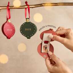 Personalised 2026 Memories Leather Four Hidden Photo Bauble Us Tariffs Covered - thumbnail 3