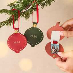 Personalised 2026 Memories Leather Four Hidden Photo Bauble Us Tariffs Covered