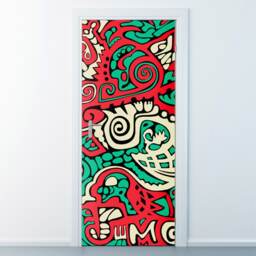 Graffiti Wall Decal, Door Sticker, Abstract Pattern Mural, Modern Decor, Cover, Wrap - thumbnail 2
