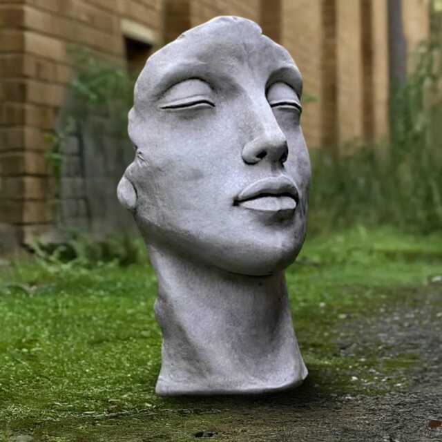 Large Face Sculpture Concrete Human Bust Statue Outdoor Head Figurine Garden & Home Ornament Handmade Face Lover Gift Yard Art - image 1