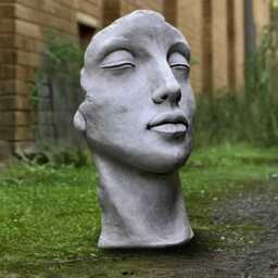 Large Face Sculpture Concrete Human Bust Statue Outdoor Head Figurine Garden & Home Ornament Handmade Face Lover Gift Yard Art - thumbnail 1