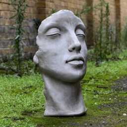 Large Face Sculpture Concrete Human Bust Statue Outdoor Head Figurine Garden & Home Ornament Handmade Face Lover Gift Yard Art - thumbnail 2