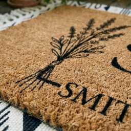 Monogram Doormat, Lavender Arch, Personalized Family Name Mat, Farmhouse Entryway Decor - thumbnail 3