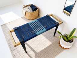 Hand-Woven Entryway Bench Mcm Style End Of Bed & Mudroom Seating - Custom-Made, Multiple Sizes