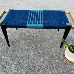 Hand-Woven Entryway Bench Mcm Style End Of Bed & Mudroom Seating - Custom-Made, Multiple Sizes - thumbnail 4