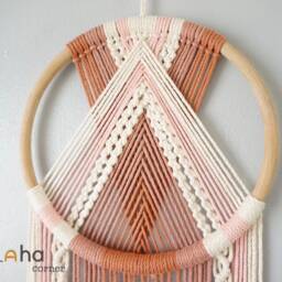 Handmade Pastel Macrame Dream Catcher, Rattan Boho Wall Decor - thumbnail 2