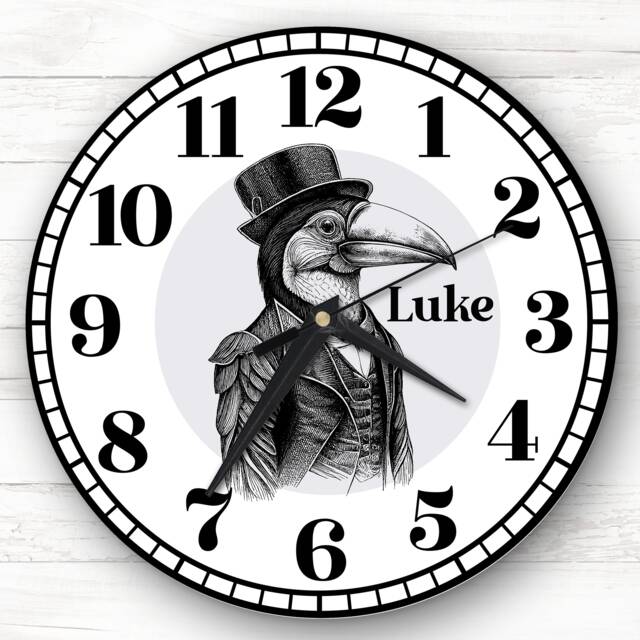 Toucan in A Suit Vintage Retro Personalised Gift Clock - image 1