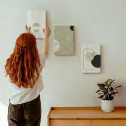 Canvas Set Of 3 - Shapes in Subdued Colors, Green Wall Art, Geometric Hanging Piece - thumbnail 3