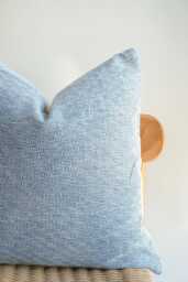 Designer Light Blue Pillow Cover - Luxury Textured Neutral Throw Pillow, Modern Coastal & Scandinavian Home Decor - thumbnail 1