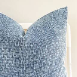 Designer Light Blue Pillow Cover - Luxury Textured Neutral Throw Pillow, Modern Coastal & Scandinavian Home Decor - thumbnail 3