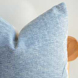 Designer Light Blue Pillow Cover - Luxury Textured Neutral Throw Pillow, Modern Coastal & Scandinavian Home Decor - thumbnail 2