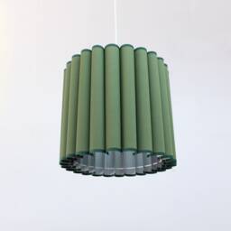Handmade Olive Green Fabric Pendant Lighting Custom Home Decor - thumbnail 3