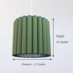 Handmade Olive Green Fabric Pendant Lighting Custom Home Decor - thumbnail 2