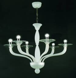Doge Murano Chandelier 6 Lights Crystal & White