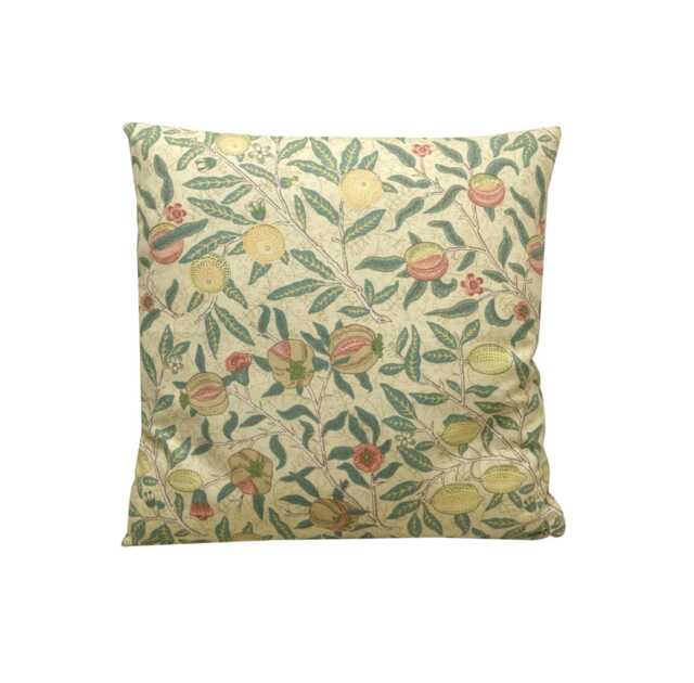 William Morris Fruit Cushion, Ivory & Teal, Floral Print Pillow Cover, English Country Decor - image 1