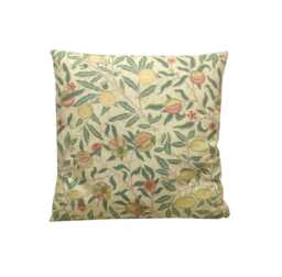 William Morris Fruit Cushion, Ivory & Teal, Floral Print Pillow Cover, English Country Decor - thumbnail 1
