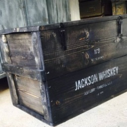 "Wooden Crate, Freight Chest, Table, Storage Box ""Jackson Whiskey" - thumbnail 2
