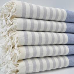 "Blue & Gray Towel, Turkish Peshtemal, Soft Towel, 40""x65" - thumbnail 2