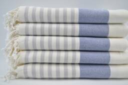 "Blue & Gray Towel, Turkish Peshtemal, Soft Towel, 40""x65" - thumbnail 1
