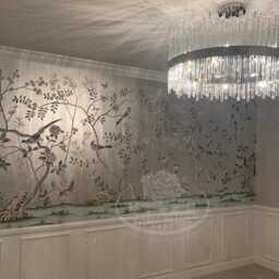 G-003 Sample in Stock For Chinoiserie Handpainted Wallpaper On Metallic Leaf - thumbnail 2