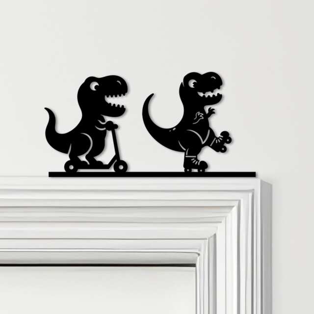 Door Topper Cute Dinosaurs T-Rex Kids Room Decor Various Colours Decorative Sign - Novelty Wall Decor, Frame Art, Art - image 1