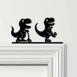 Door Topper Cute Dinosaurs T-Rex Kids Room Decor Various Colours Decorative Sign - Novelty Wall Decor, Frame Art, Art - thumbnail 1