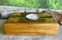 Fleur De Lis Candle Holder - Salvaged Wood Dark Rustic Wooden Decor Tea Light Candles Honey Stain - thumbnail 1